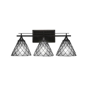 Toltec Lighting Uptowne 3 - Light Vanity in  Dark Granite with 7" Diamond Ice Art Glass Shade - 1 of 1