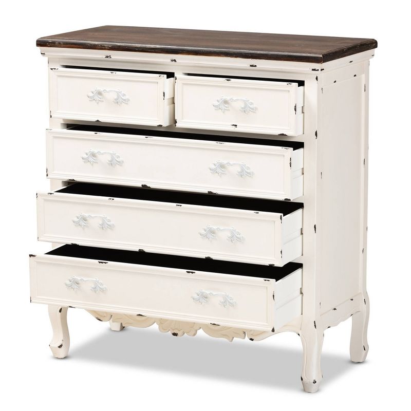 Levron Two-Tone Wood 5 Drawer Storage Cabinet Walnut Brown/White - Baxton Studio, 3 of 14