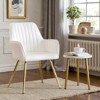 Mshliw Set of 2 Faux Leather Mid-Back Dining Chairs with Gold Plated Metal Legs, Removable Cushions and Ergonomic Support, Set of 2 for Dining - 3 of 4