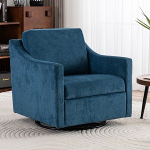 Large Swivel Barrel Chair,Swivel Accent Linen Fabric Armchair,Accent Back Chair Linen Arm Chair Armchair-Cuddlewood - 1 of 4