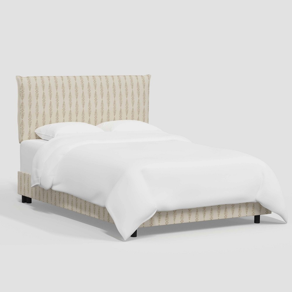 Photos - Bed Larkmont Queen Size French Seam  in Judah Taupe Cream - Threshold™ designed with Studio McGee