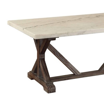 Elegant Romina Weathered Espresso & White Marble Coffee Table