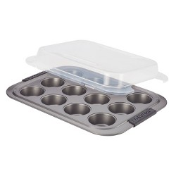 OvenStuff Non-Stick 12 Cup Muffin Pan with Matching Lid with Handles