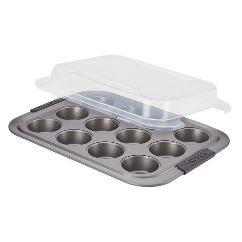 Anolon Advanced Bakeware 12 Cup Nonstick Muffin Pan with Silicone Grips Gray - image 1 of 4