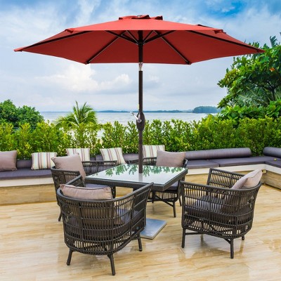 Sonkuki 7.5 ft Patio Market Crank and Tilt Umbrellas,  UV-Resistant Canopy