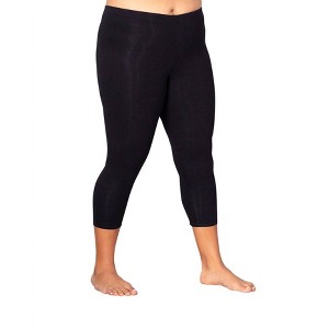 Women's Plus Size Cotton Jersey Capri Leggings - On The Plus Side - 1 of 3