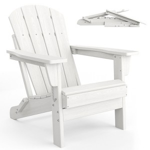 Folding Adirondack Chair - HDPE Outdoor All-Weather Fire Pit Chairs, Ergonomic Extended Backrest for Patio, Garden Pool, Backyard - 1 of 4
