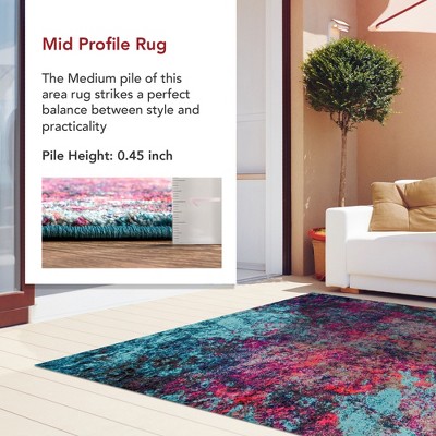 Multi Abstract Synthetic 6'7" x 9' Non-Slip Area Rug