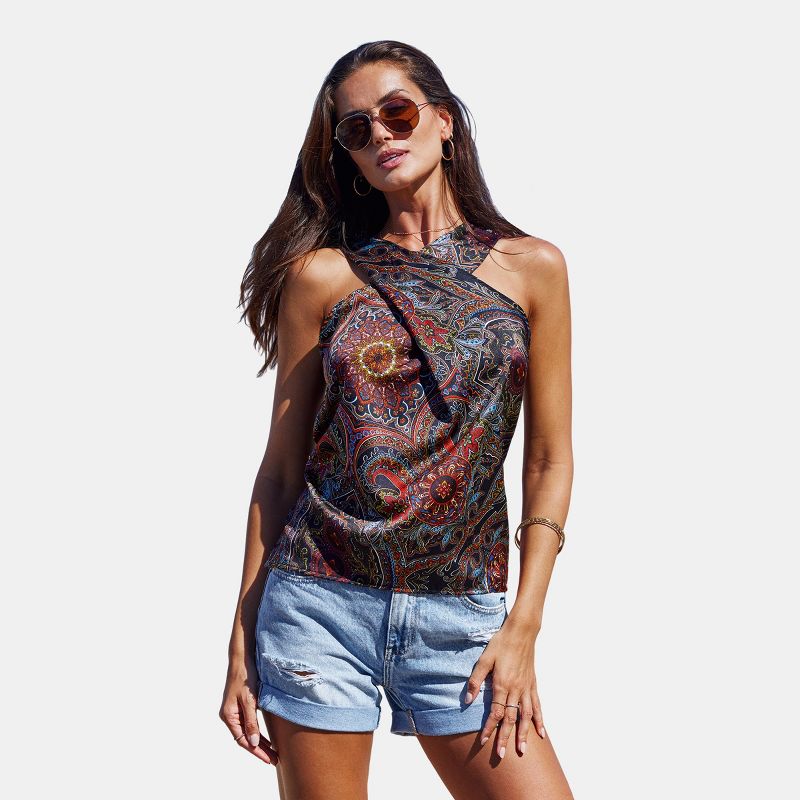 Women's Paisley Perfection Cross-Over Tank Top - Cupshe, 1 of 7