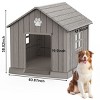 SEVOBAL Pet Crates and Houses Pointed Dog House Waterproof UV Resistant Grass Nails Top Vents Support Columns Outdoor, Beige, 37.8"*40.87"*38.82" - 3 of 4