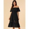 Allegra K Women's Off Shoulder Ruffle Lace Insert High Waist Short Sleeve Flowy Maxi Dress - 2 of 4