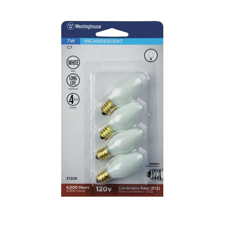 Westinghouse 7 W C7 Specialty Incandescent Bulb E12 (Candelabra) White 4 pk, 1 of 2