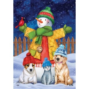 Briarwood Lane Snowman And Friends Winter House Flag Dogs Cats 28 - 1 of 4