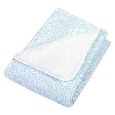 Trend Lab Flannel and Faux Shearling Baby Blanket -Aqua