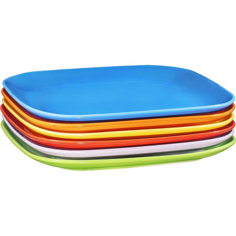Bruntmor 10" Square Ceramic Appetizer Plates or Serving Platter, Set of 6, Multicolored, 2 of 4