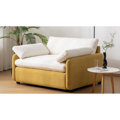 DOMETOUR [Video] Oversized Chenille Single Sofa Chair, Modern Upholstered Comfy Armchair with Pillows for Living Room, Apartment, Bedroom, 3 Colors