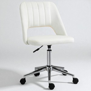 Mshliw Modern Mid-Back Armless Office Chair with Velvet Fabric, Adjustable Height, Swivel Wheels & Hollow Back Design for Home Office - 1 of 4