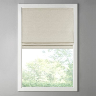 Dsvimoy Curtain Panel Printed Faux Silk Roman Shade Room Darkening Cordless for Bedroom, Off-White, 6.04"*11.42"*7.48"
