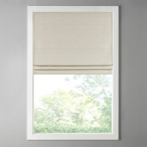 Dsvimoy Curtain Panel Printed Faux Silk Roman Shade Room Darkening Cordless for Bedroom, Off-White, 6.04"*11.42"*7.48" - 1 of 4