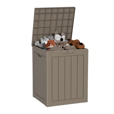 Infurnic Deck Boxes, Waterproof Outdoor Storage Box with Handle for Patio Furniture, Garden Tools, All Weather Use, Brown, 14.76"*14.76"*29.52"