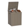FURNIinspire Deck Boxes 28 Gallon Resin Deck Box, Waterproof Patio Outdoor Storage Bin Storage Box, All Weather Use, Ideal For Storage, Light Brown - 2 of 4