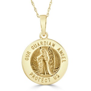 Pompeii3 14k White or Yellow Gold Gold Our Guardian Angle Pendant Necklace 14.5mm Tall - 1 of 4