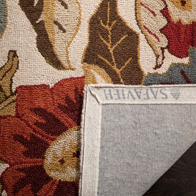 Ivory and Multicolor Floral Wool Runner Rug, 2'3" x 6'