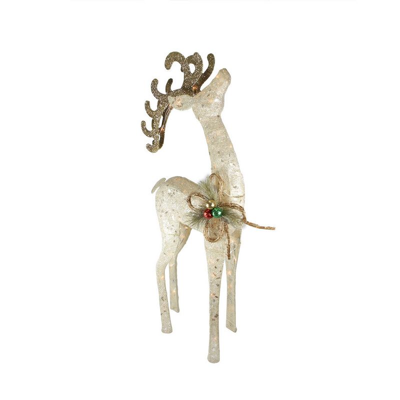 Northlight 46.5" Lighted Brown and Ivory Reindeer Outdoor Christmas Decoration, 1 of 3