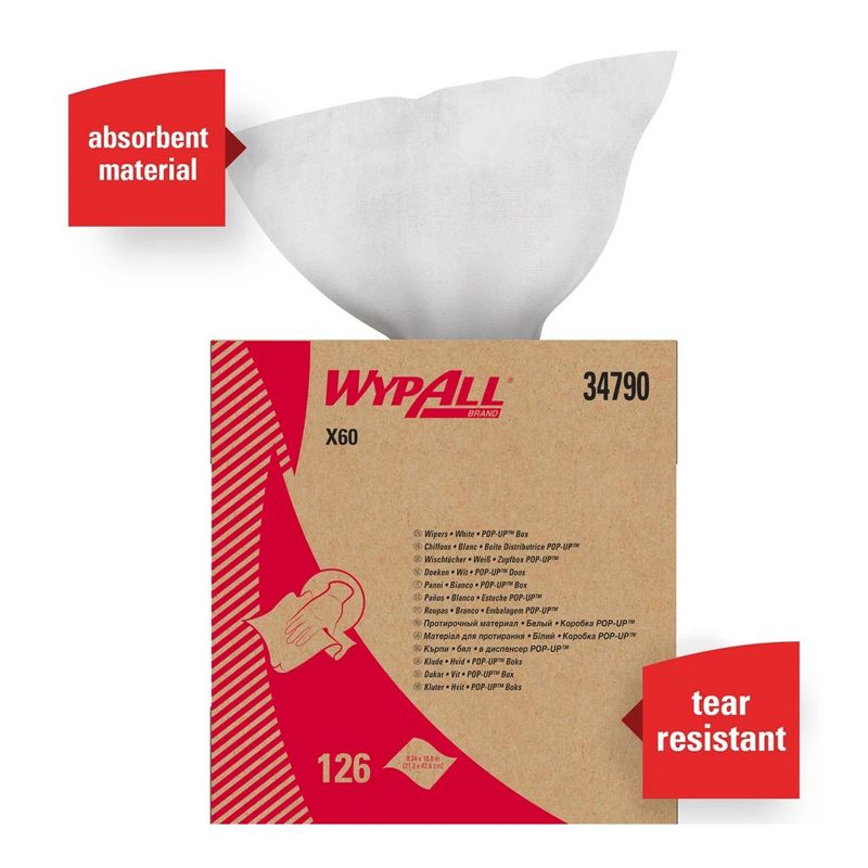 WypAll X60 Task Wipe 9-1/10 x 16-4/5" 126 per Pack, 1 of 4