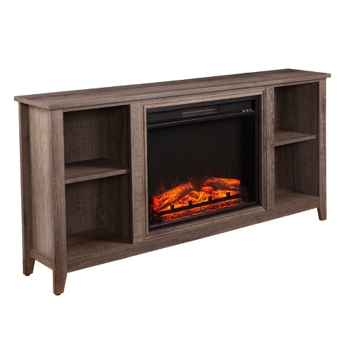 Persephone Electric Fireplace Tv Stand Mocha Gray Aiden Lane