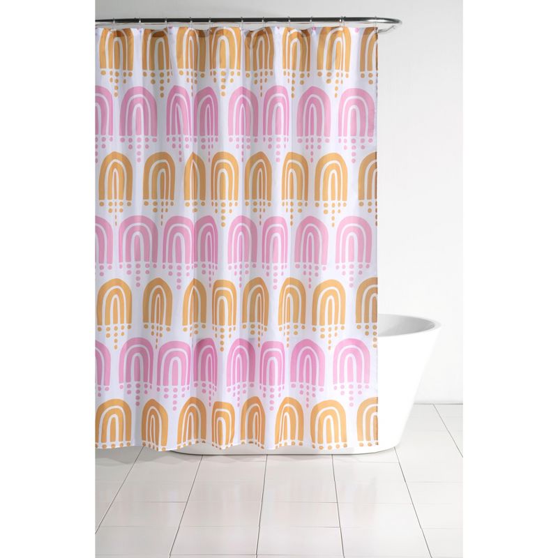Shiraleah Pink and Orange Rainbow Print Shower Curtain, 2 of 6