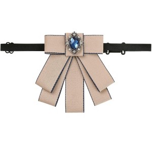INSPIRE CHIC Women's Rhinestone Ribbon Pre-tied Bowknot Ties Brooch - 1 of 4
