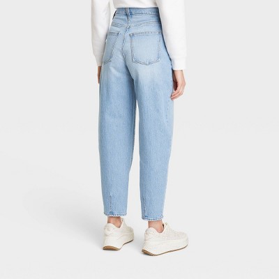 Женские джинсы-баллоны с завышенной талией из универсальной нити, зауженные к низу, расслабленные и эластичные