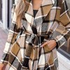 Women's Brown Plaid Collared Long Sleeve Wrap Jacket - Cupshe - 2 of 4