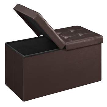 SONGMICS 30 Inches Folding Storage Ottoman Bench with Flipping Lid Brown