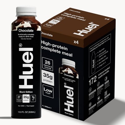 Huel Black Edition Chocolate Vegan Ready-to-Drink 35g Protein Meal Replacement - 4pk/16.9 fl oz