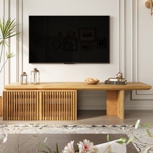 LOVSON 78 to 110-inch Retracted Extendable TV Stand, Console Media Cabinet with Storage,for Up to 55+ Inch,for Living Room,Bedroom,Natural - 1 of 4