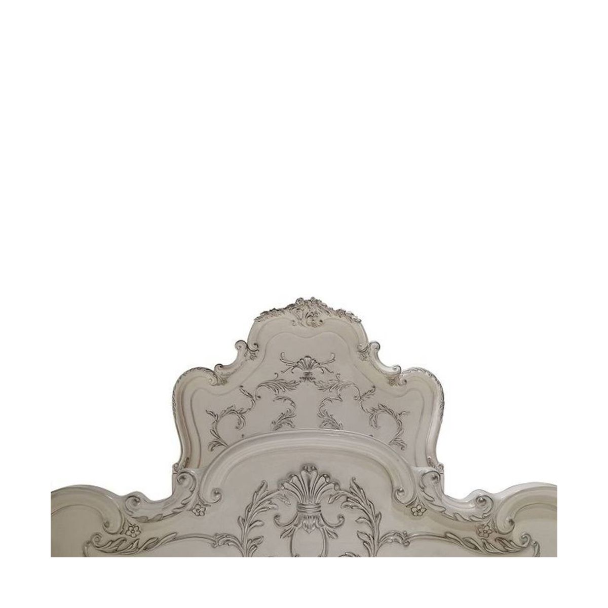 97"California King Bed Dresden Bed Bone White Finish - Acme Furniture: Traditional Design, Claw Feet, Faux Leather - thumbnail 4