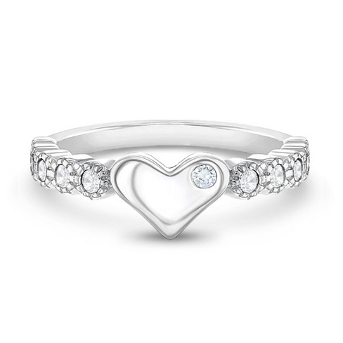 Girls' Heart & Cz Band Sterling Silver Ring - 5 - In Season