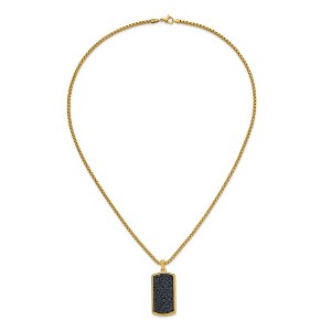 Chisel Stainless Steel Yellow IP-plated with Black Wire Inlay Dog Tag on a 24" Box Chain Necklace - 1 of 4