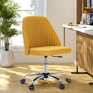 Sevobal Task And Office Chairs Modern Fabric Armless Adjustable Swivel Office Desk Chairs With Wheels, Home Office Chair, Yellow, 25.59"*21.4"*33.9" - 1 of 4
