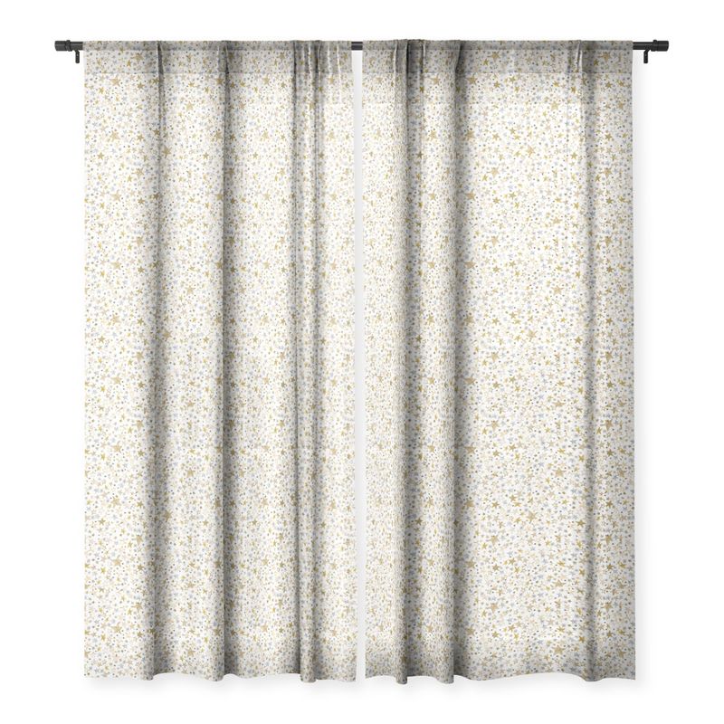 Ninola Design Winter stars holiday gold Single Panel Sheer Window Curtain - Deny Designs, 3 of 7