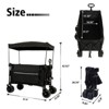 VisioGear Collapsible Foldable Extended Wagon with Canopy, Beach Wheels & Drink Holders and Side Pocket, Black, 37.4"*23.03"*42.52" - 3 of 4