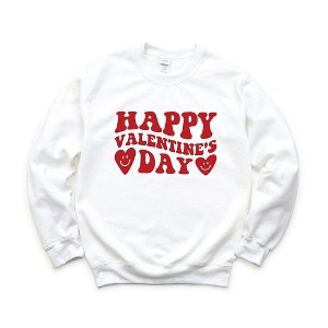 Simply Sage Market Women's Graphic Sweatshirt Happy Valentine's Day Heart - 1 of 4