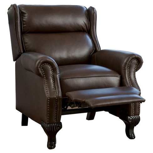 Tauris Faux Leather Recliner Club Chair, Brown Faux Leather Loveseat Recliner
