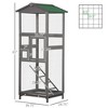 Akoasm 65 Inch Wooden Parrot Parakeet & Bird House & Cage With Tray and Doors For Outdoor-Grey - 2 of 4