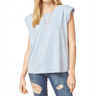 Women's Solid Shoulder Pad Top - entro
