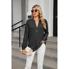 Coolmee Women's Long Sleeve Waffle Knit Shirts Dressy Casual Loose Button Up V Neck Henley Tops Fall Basic Blouse - 3 of 4