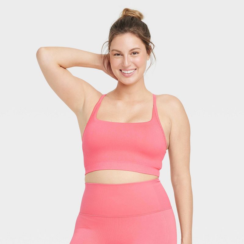 Women's Seamless Light Support Rib Sports Bra - All In Motion™, 3 of 6