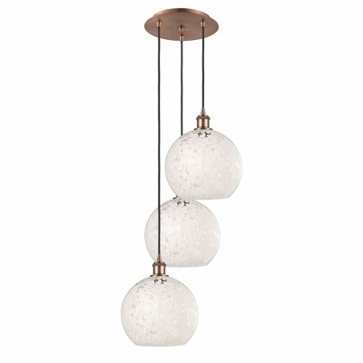 White Mouchette - 3 Light Cord Hung Multi Pendant In Modern Style-10.25 Inches Tall and 16.5 Inches Wide